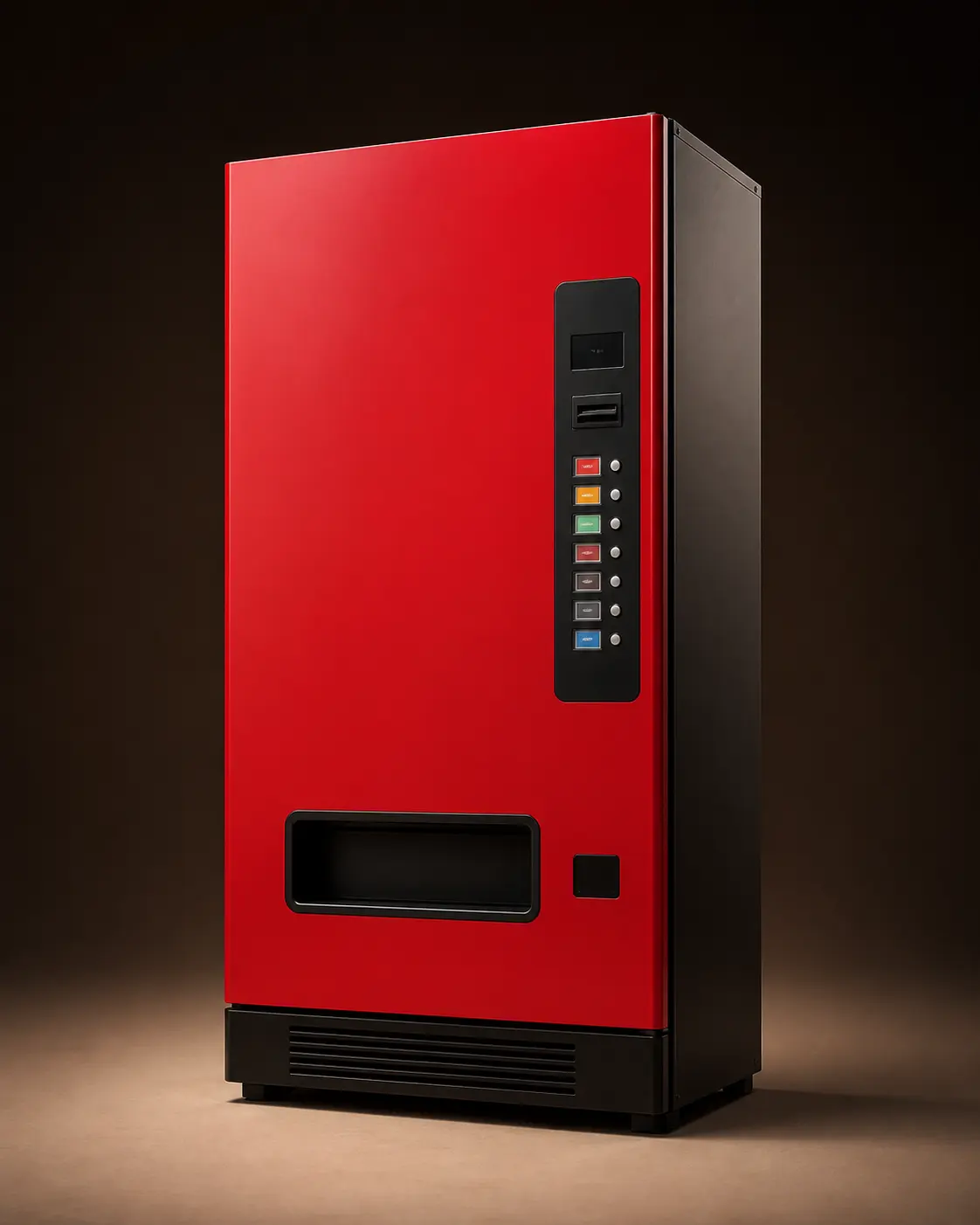 Representación genérica de una máquina de soda tradicional con frente sólido